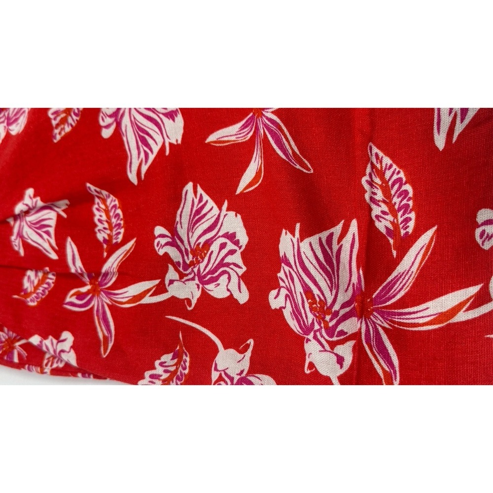 Joie Red Orange Linen Blend Shorts Tropical Floral Sz: 2 City Chic Summer - Picture 2 of 5